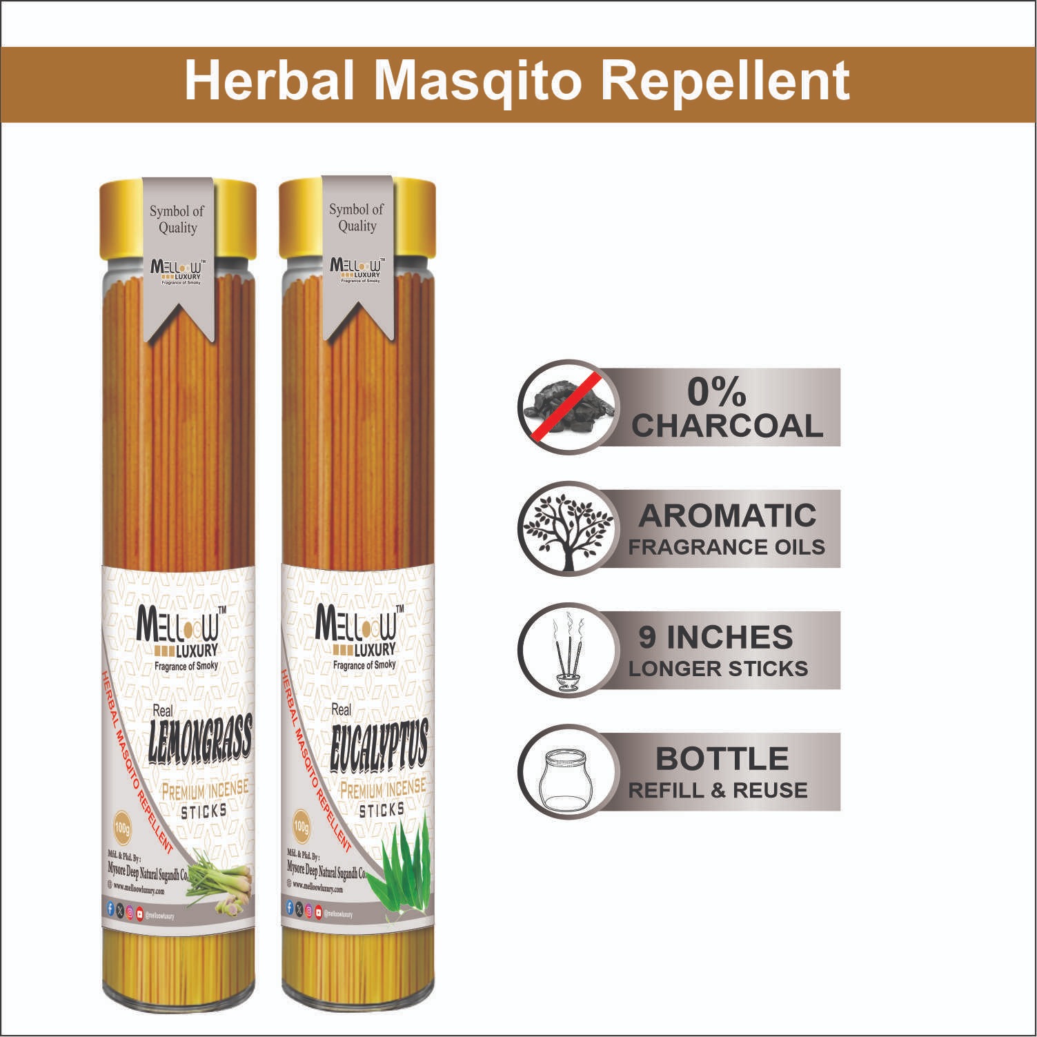 Mosquito repellent  Agarbatti Sticks Pack of 2 [100 Stick ] Lemongrass and Eucalyptus