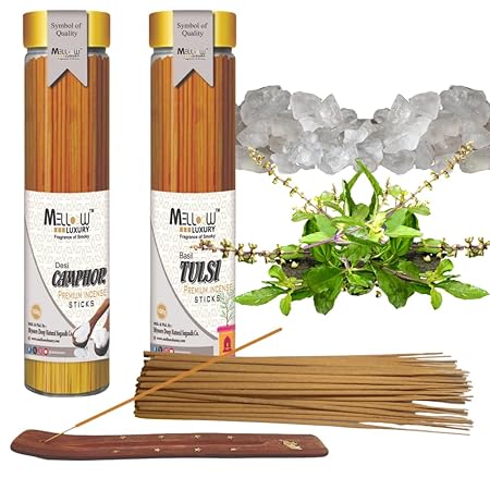 Premium incense  Agarbatti Sticks Pack of 2 [100 Stick ] Camphor and Tulsi